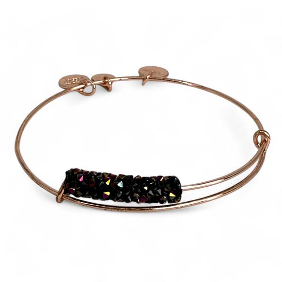 Alex and Ani Meteor Shower Fine Rocks Bangle Rose Gold Tone Bracelet - Picture 5 of 6